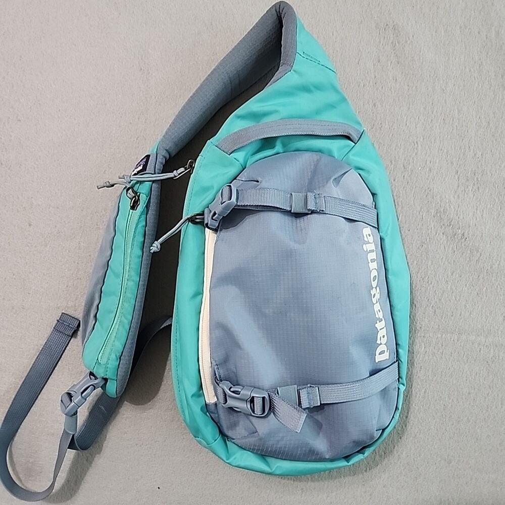 Patagonia Atom Sling Bag 8L Teal Green Slate Blue Shoulder Pouch Crossbody Day - Picture 3 of 15
